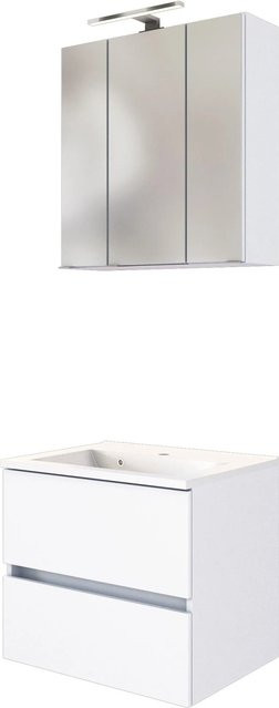 Held Möbel 2-tlg. Waschtisch-Set Verona mit Spiegelschrank und Mineralgussbecken, matt Weiß, Breite: 60 cm, Tiefe: 47 cm, Höhe: 200 cm - Bild 1
