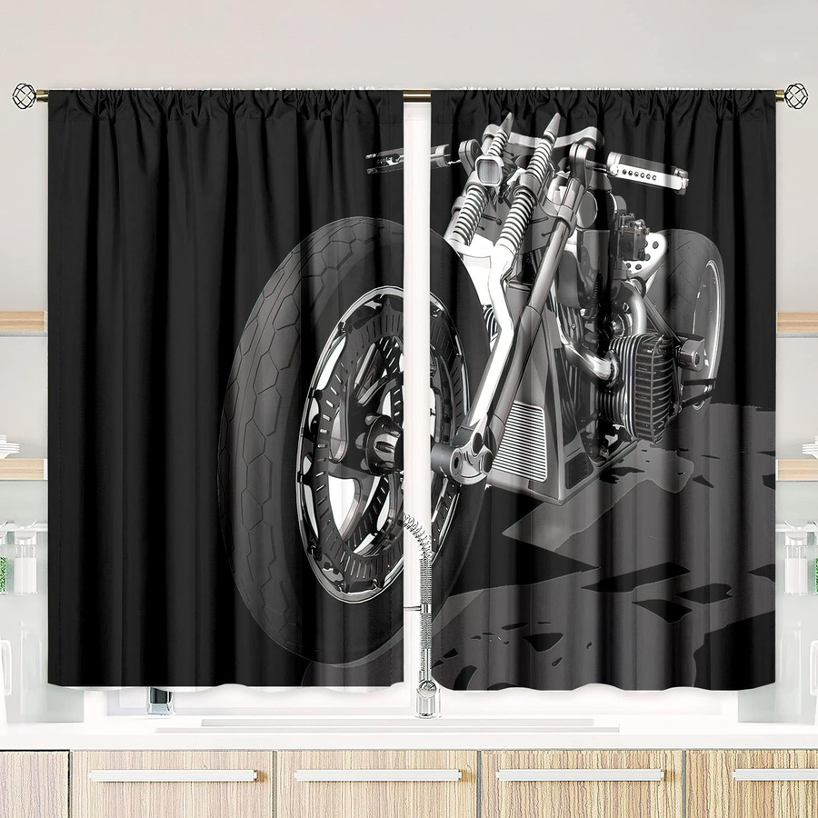 Yiran Furniture Motorrad Vorhang aus Polyester, 2er-Set, semi-transparent, B: 76,2 cm, H: 165,1 cm - Bild 2