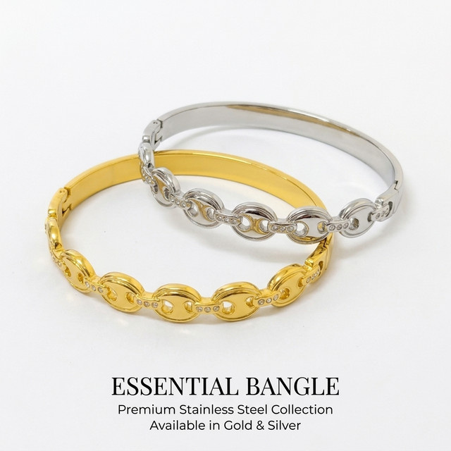 JP One Armband, Edelstahl, Gold, Zirkonia, Damen, 60 mm Innendurchmesser - Bild 1