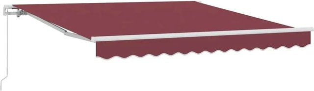 vidaXL Markise manuell mit Kurbel aus Aluminium und Polyester, Weinrot/Weiß, B: 300 cm, H: 250 cm - Bild 1