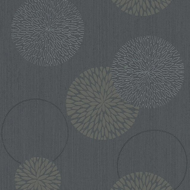 Profhome Grafik Tapete Geometrisch Matt in Grau und Schwarz, Vlies-Tapete, Breite: 0,53 m, Länge: 10,05 m - Bild 1