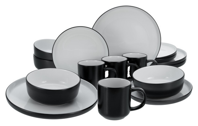 CreaTable Kombiservice Nordic 16-teilig aus Steinzeug in Schwarz und Weiß - Bild 1