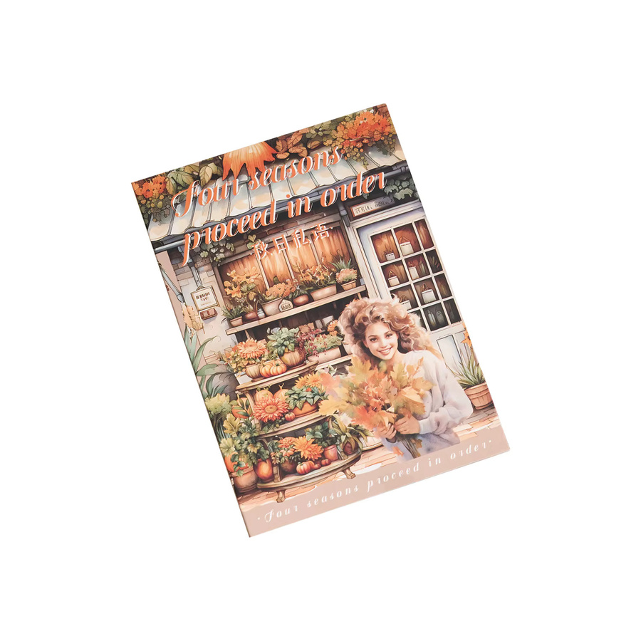 20 Stück PET Aufkleber mit Mädchen und vier Jahreszeiten Landschaft Motiven in Multicolour für Scrapbooking und Handbuch-Dekoration - Bild 3