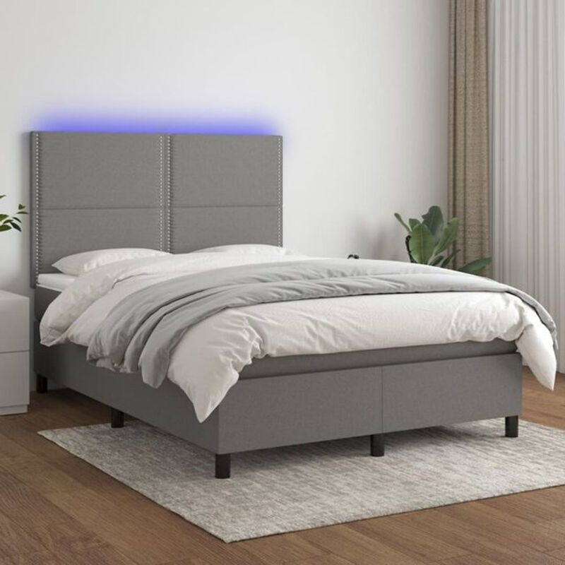 vidaxl Boxspringbett mit Matratze in Grau aus Stoff, B/T/H: 140 x 190 x 128 cm - Bild 1
