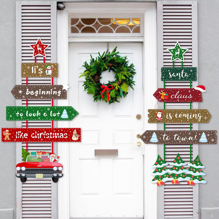 joy-enlife Weihnachts-Papiergirlande mit Santa Claus und Weihnachtsbaum als hängende Türdekoration, Multicolor - Bild 3