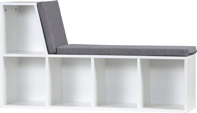 Aosom HOMCOM 2 in 1 Bibliotheksbank mit 5 Aufbewahrungsfächern und 2 Kissen in Weiß und Grau, B/T/H: 108 x 30 x 60 cm - Bild 1