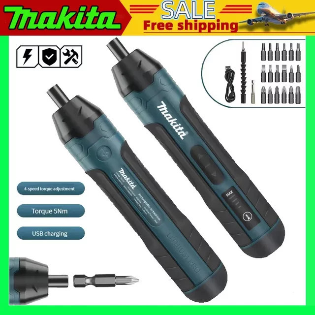 Makita kabelloser elektrischer Schraubendreher in Petrol mit 1300 mAh wiederaufladbarem Akku und 2er-Set - Bild 1