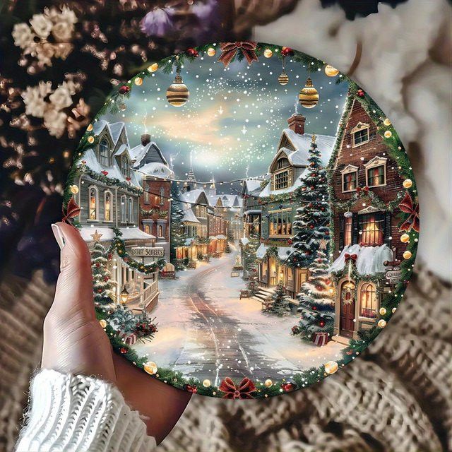 Potdemiel Magical Snowy Night Vintage Aluminiumschild Weihnachts-Wanddekoration B/H: 20,3 x 20,3 cm - Bild 1