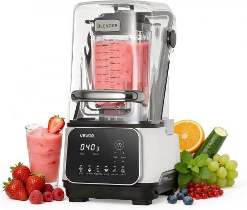 VEVOR Standmixer Weiß mit 2 L Behälter, 2200 W Leistung, Schutzabdeckung, Selbstreinigungsfunktion und 6 Programmen für Smoothies und Eiscrushing - Bild 1
