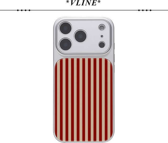 Potdemiel Luxus-Glas-Handyhülle mit vertikalen Streifen in Rot und Beige für iPhone 17 16 15 14 13 Pro Max und 17Air - Bild 1