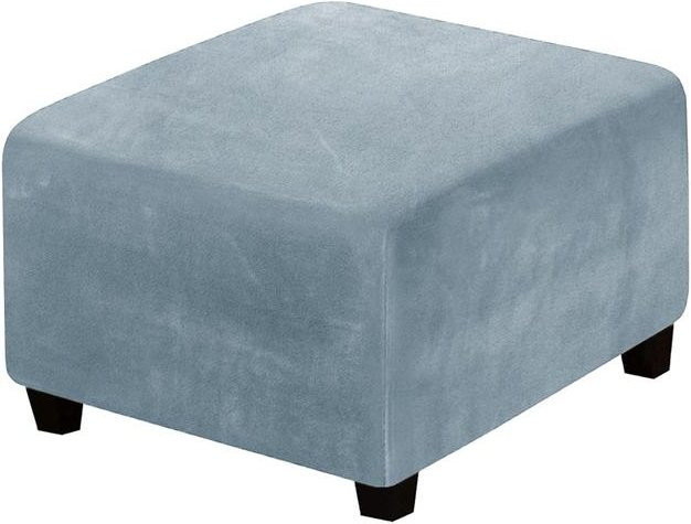 Coolazy Ottoman-Bezug aus Samtstoff in Grau, elastischer Stretch-Bezug für quadratische Fußhocker und Aufbewahrungshocker, waschbar und rutschfest, Größe L - Bild 1