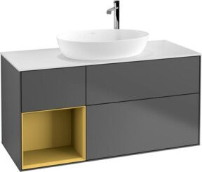 V&B Waschtischunterschrank Finion mit Wandbeleuchtung, Anthrazit lackiert, Breite: 120 cm - Bild 1