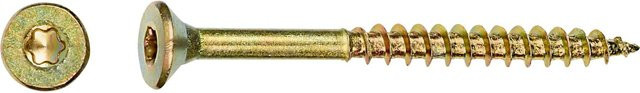 LUX-TOOLS Senkkopf Spanplattenschraube mit TX-Antrieb, verzinkt, Farbe: Gold/Gelb, Durchmesser: 3,5 mm, Länge: 50 mm, 200 Stück - Bild 1