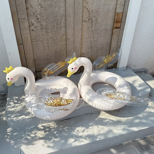 CatXaa Schwan-Schwimmring, mit Griff, Pailletten, aus PVC - Bild 1