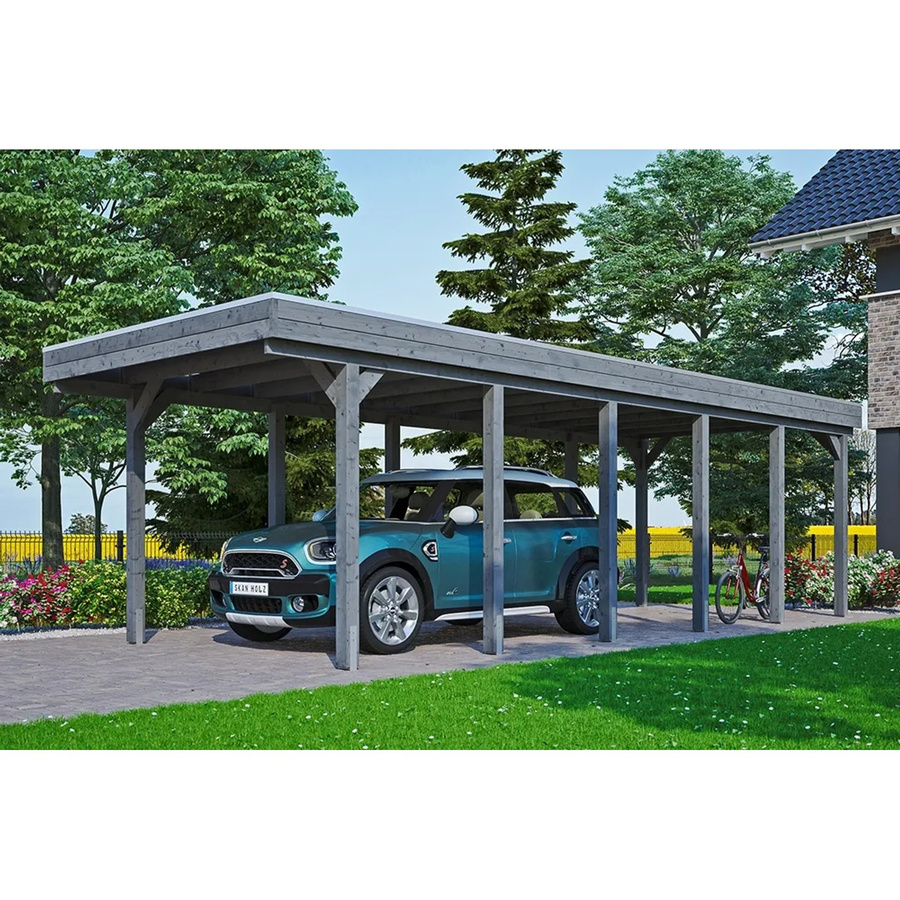 Skan Holz Carport Friesland aus Nadelholz in Schiefergrau mit EPDM-Dach, Breite: 314 cm, Tiefe: 860 cm, Höhe: 241 cm - Bild 2