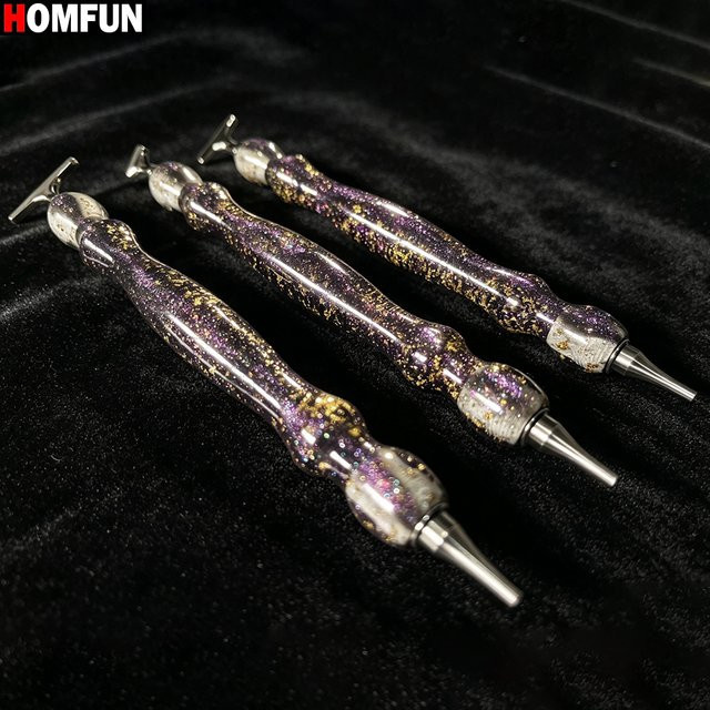 HOMFUN Diamantmalstift in Lila-Gold mit Metall-Schraubgewinde-Spitze für Stickereien - Bild 1