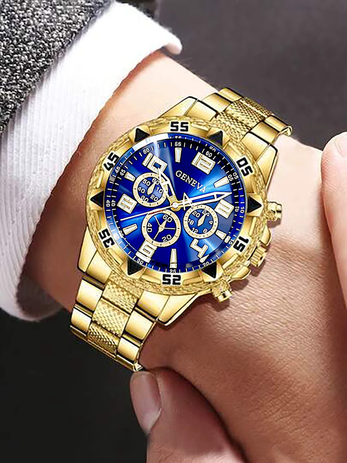 CMK Schmuck-Set mit Armbanduhr, Quarz, Edelstahl, Gold, Herren - Bild 3