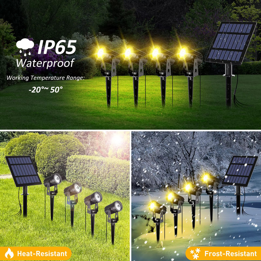 T-SUNRISE 4 in 1 Solar LED Wandleuchte IP65 Wasserdicht RGBW Outdoor Scheinwerfer in Schwarz für Garten und Außenbereich - Bild 4