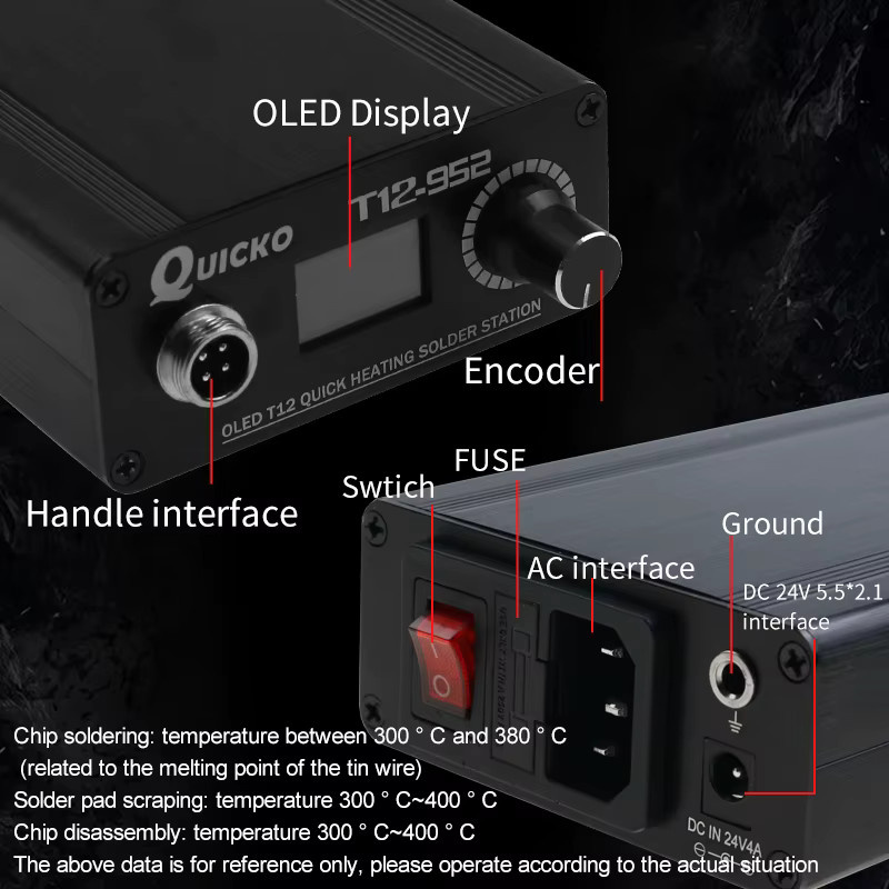 Quicko T12-STM32 Lötstation mit OLED Digitalanzeige und schnellem Heizen in Schwarz - Bild 2