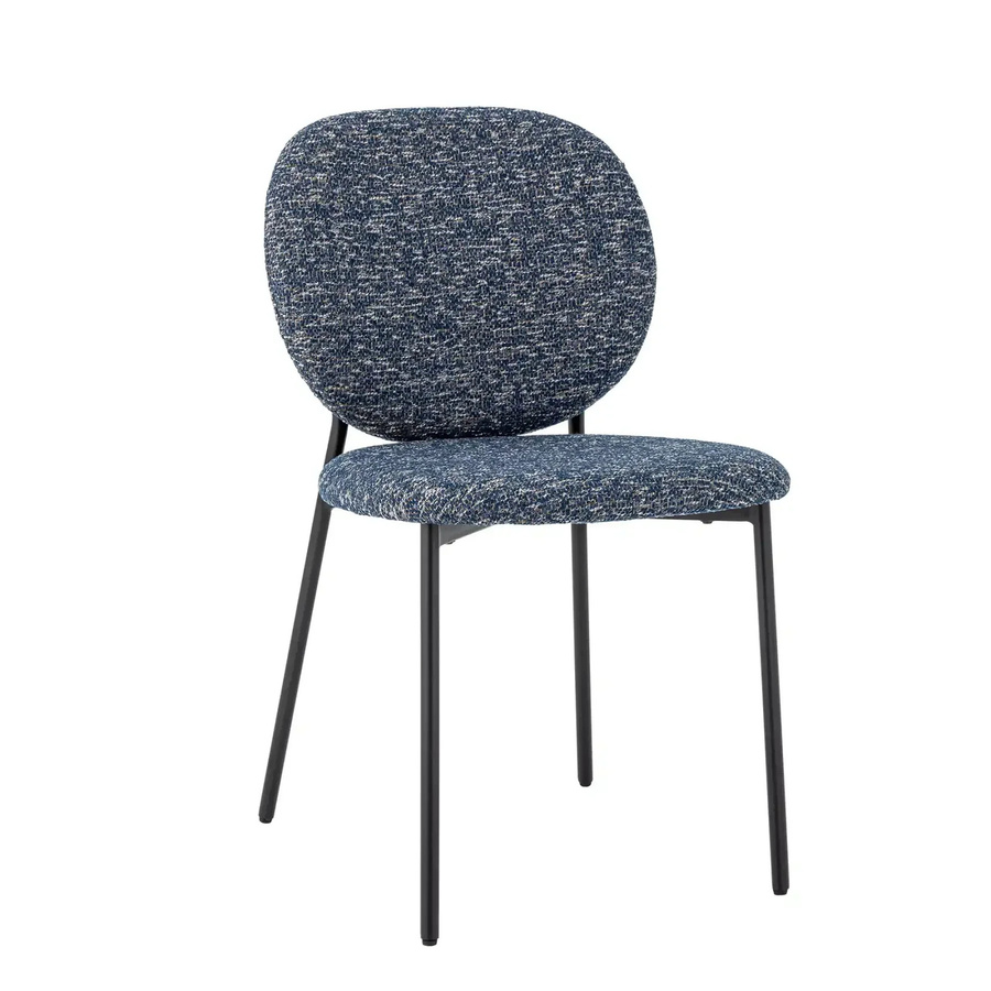 Bloomingville Esszimmerstuhl Percey in Blau mit Chenille-Bezug und Metallgestell - Bild 1