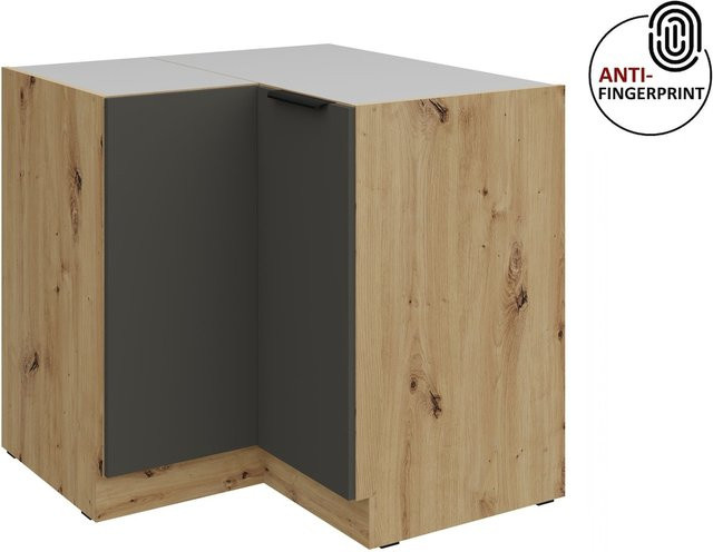 Küchen Eckschrank ARIA in Graphite matt mit Anti Fingerprint Effekt B/T: 90 x 90 cm - Bild 1