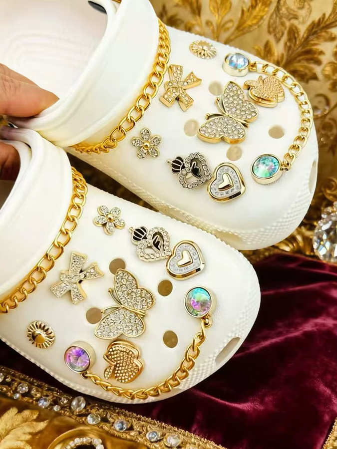 FHLDING Schuh Charms Set, Goldene Strass Schmetterling Diamant, Unisex - Bild 5