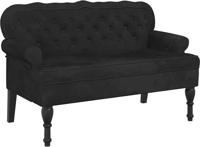 vidaXL Bank mit Rückenlehne aus Samt und Gummibaumholz in Schwarz, B/T/H: 119,5 x 64,5 x 75 cm - Bild 1