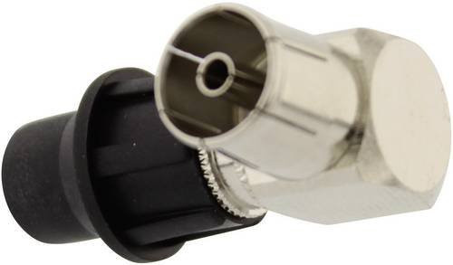 Telecom Security KIF 90° Koax-Winkelkupplung mit IEC-Koax-Buchse in Silber für 7mm Kabeldurchmesser - Bild 1