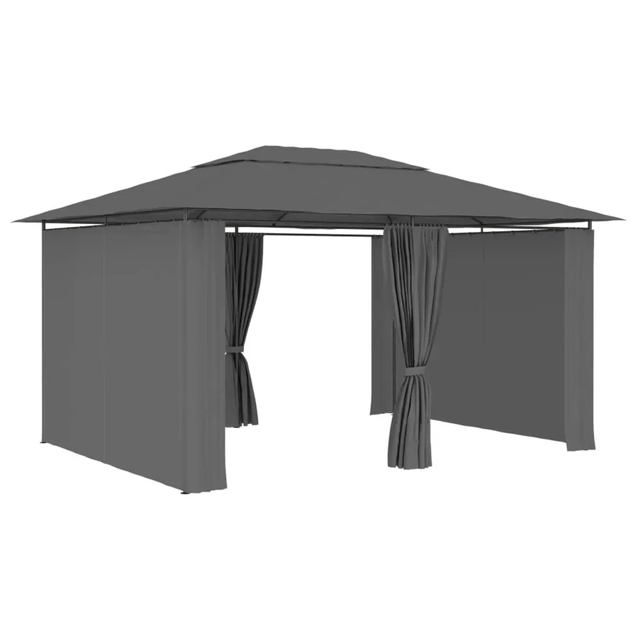 vidaXL Gartenpavillon mit Vorhängen in Anthrazit B: 4 m, T: 3 m, H: 2,7 m - Bild 2