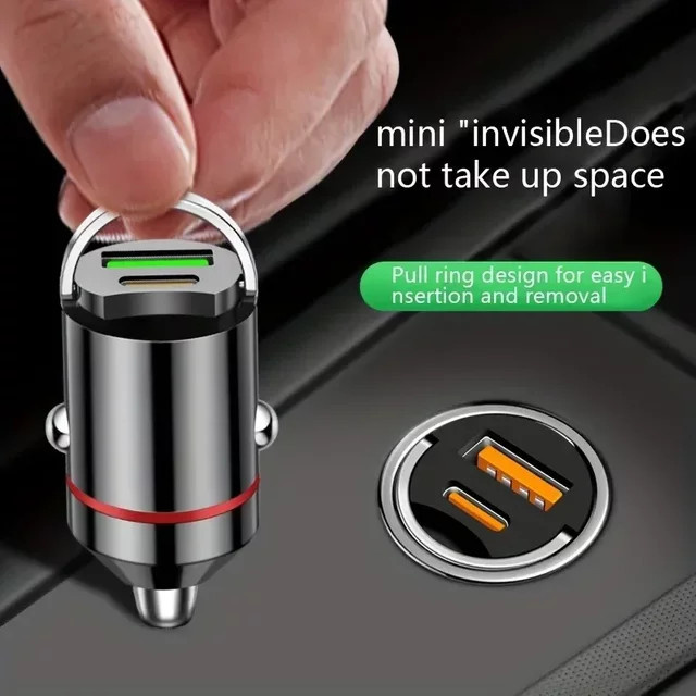 Mini-Auto-Ladegerät mit PD und USB-C für Schnellladung am Zigarettenanzünder - Bild 1