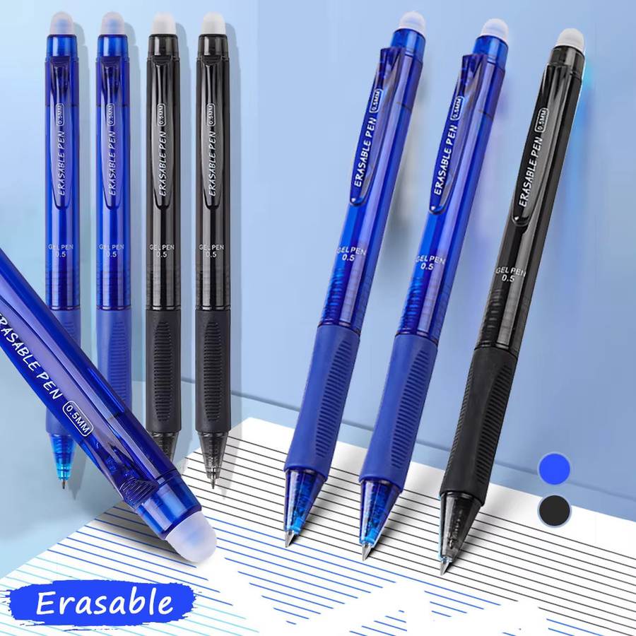 MROOFUL Löschbares Gelschreiber-Set mit großem Tintenfassungsvermögen, 0,5 mm, Farben: Schwarz, Blau und Mehrfarbig - Bild 2