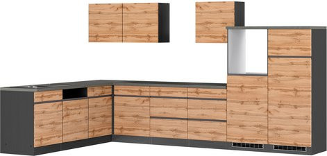 HELD MÖBEL Winkelküche Tampa in Braun und Grau mit Melaminharz-beschichteter Arbeitsplatte, B/T/H: 240 x 60 x 200 cm - Bild 1