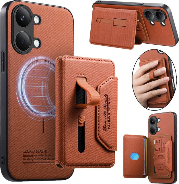 Luxuriöse Xiaomi Poco X8 X7 Pro X8 Pro Max Leder-Handyhülle mit abnehmbarer magnetischer Magsafe-Brieftasche und Kartenfach in Schwarz oder Braun - Bild 1