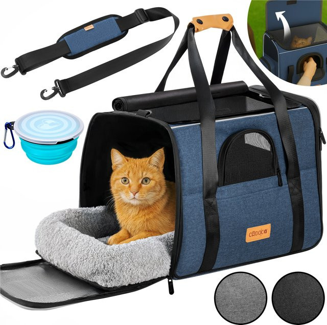 Katzentransportbox CADOCA in Blau für bis zu 20 kg, B/T/H: 44 x 34 x 31 cm - Bild 1