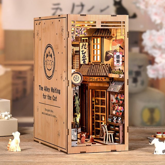 zuuton DIY-Bücherregal-Set, Miniatur-Puppenhaus, 3D-Puzzle-Modellbau, Holz, ab 14 Jahren - Bild 1