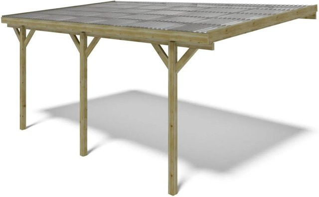 ALTANKA Carport als Pultdach mit grüner PVC-Abdeckung, B: 524 cm, T: 300 cm, H: 250 cm - Bild 1