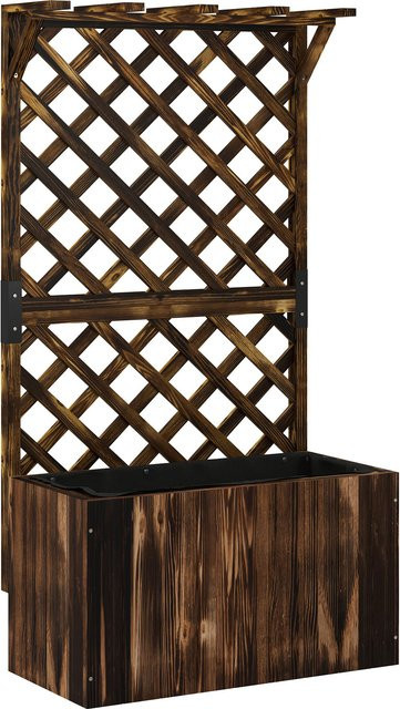 Outsunny Hochbeet Pflanzkasten aus Holz mit Rankgitter und Dach, braun, B/T/H: 64 x 33 x 122 cm - Bild 1