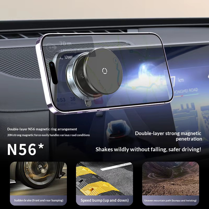 Magnetischer Autotelefonständer in Schwarz mit 360 Grad Rotation und Vakuumfunktion, zusammenklappbarer Handyhalter für die Autonavigation - Bild 4