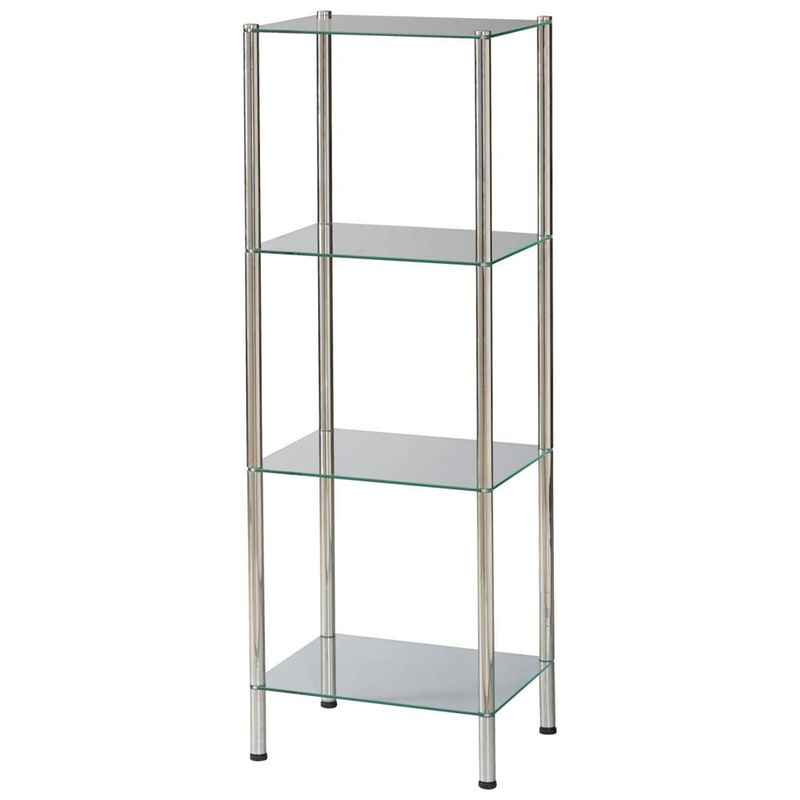 Pocoline Badregal aus Edelstahl und Glas in Silber, B/H/T: 40 x 112 x 30 cm - Bild 2