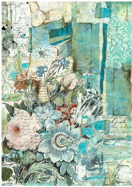 Stamperia Motiv-Strohseide Wonderland Floral Corner in Multicolor, Format A4 - Bild 1