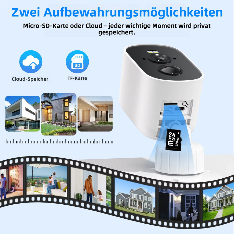 Abuntu 4MP 2K HD Kabellose Solarkamera mit 4800mAh Akku, WLAN Außenkamera in Weiß, IP66 Wasserdicht, PIR Menschenerkennung und ICSEE App Unterstützung - Bild 6