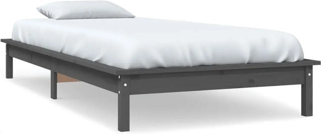 vidaXL Massivholzbett aus Kiefer in Grau, Modernes Bettgestell B: 100 cm, L: 200 cm - Bild 1