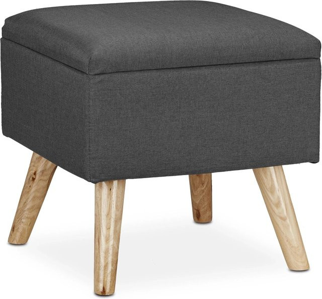 Relaxdays Hocker mit Stauraum in Grau, gepolsterter Cube aus Holz und MDF, B/T/H: 40 x 40 x 40 cm - Bild 1