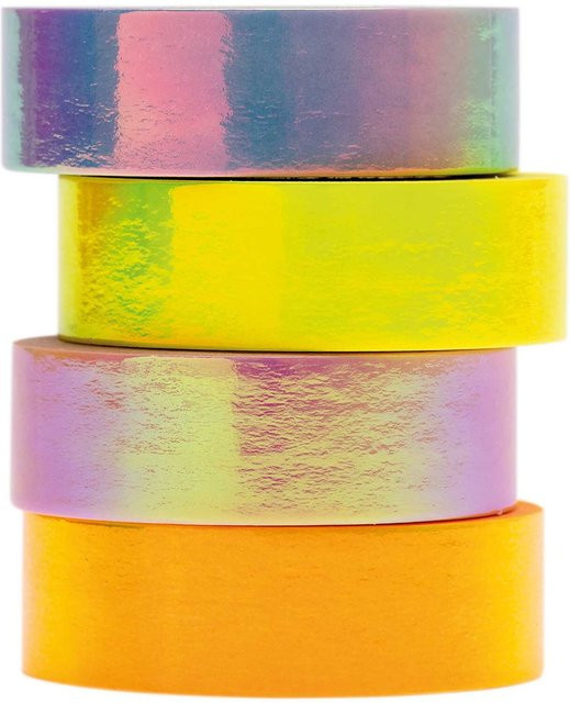 Rico Design Paper Poetry Washi Tape Set irisierend pastell in Rosa, Flieder und Gelb, Breite: 15 mm, 4 Stück à 5 m - Bild 1