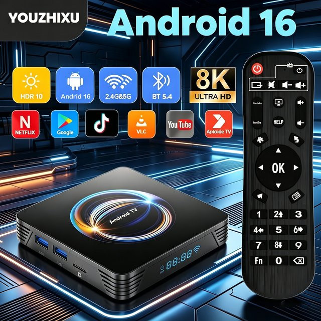 Smart Android 16 TV-Box X66 Media Streamer mit RK3528, Google-zertifiziert für Netflix, Dual-WLAN und Bluetooth, Farbe: Schwarz - Bild 1