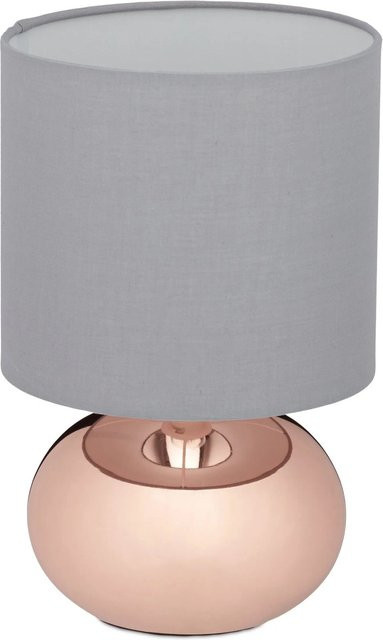 Relaxdays Tischlampe aus Metall und Stoff in Kupfer, Höhe: 28 cm, Durchmesser: 18 cm - Bild 1