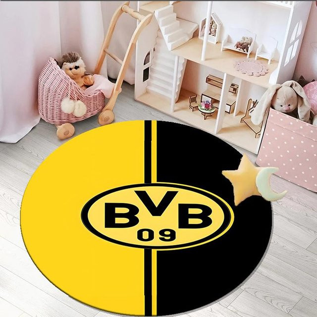 Runder BVB Fußball Design Teppich von Celest Bazaar C, Gelb, Durchmesser: 80 cm - Bild 1