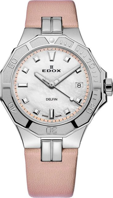 Edox Damenuhr, Quarz, Edelstahl, 38 mm, 20 ATM, Perlmutt, Saphirglas - Bild 1