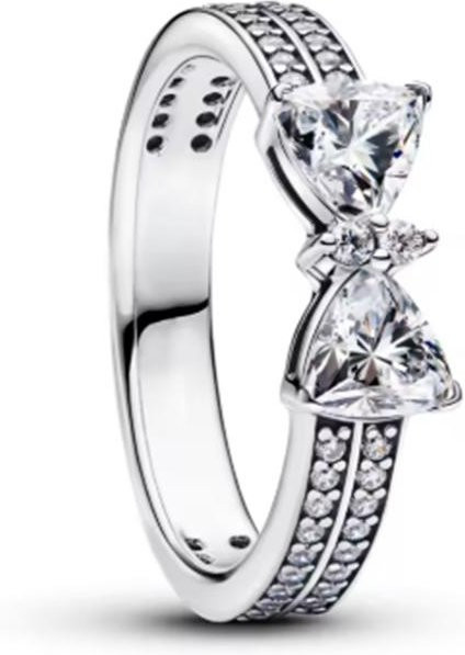 Rosen Schleifenring 925 Silber, Zirkonia, Damen - Bild 1