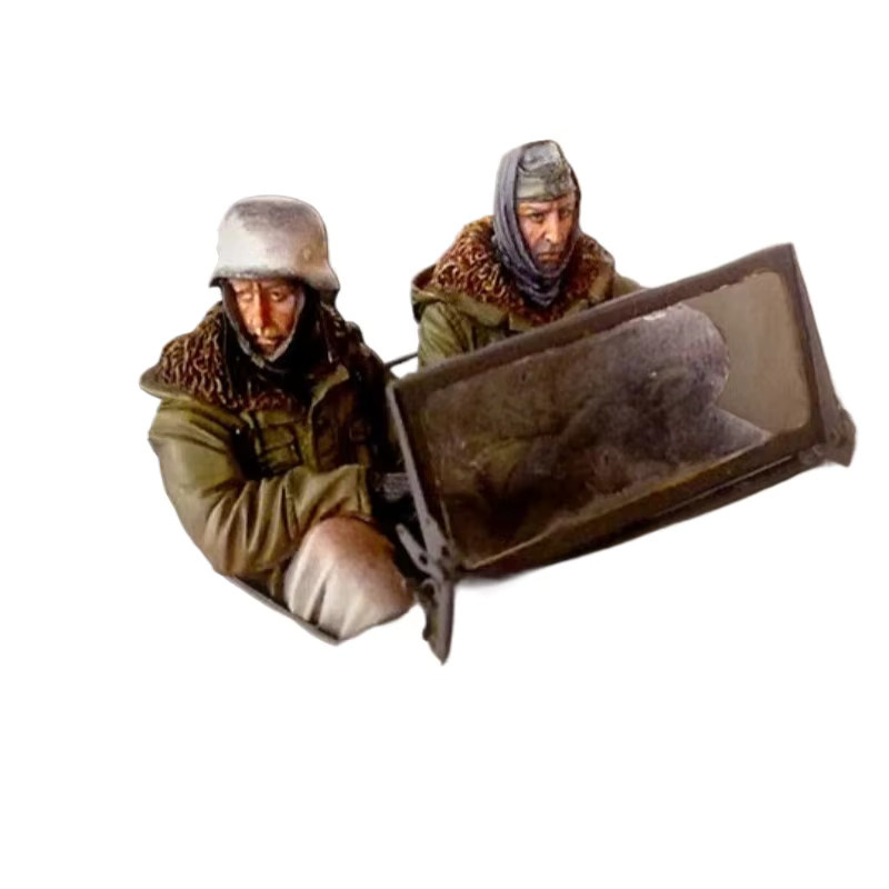 BAANFU Harzfiguren-Modellbausätze, Miniaturfahrer und Offiziere, 2 Personen, Militär, unmontiert, unbemalt - Bild 2